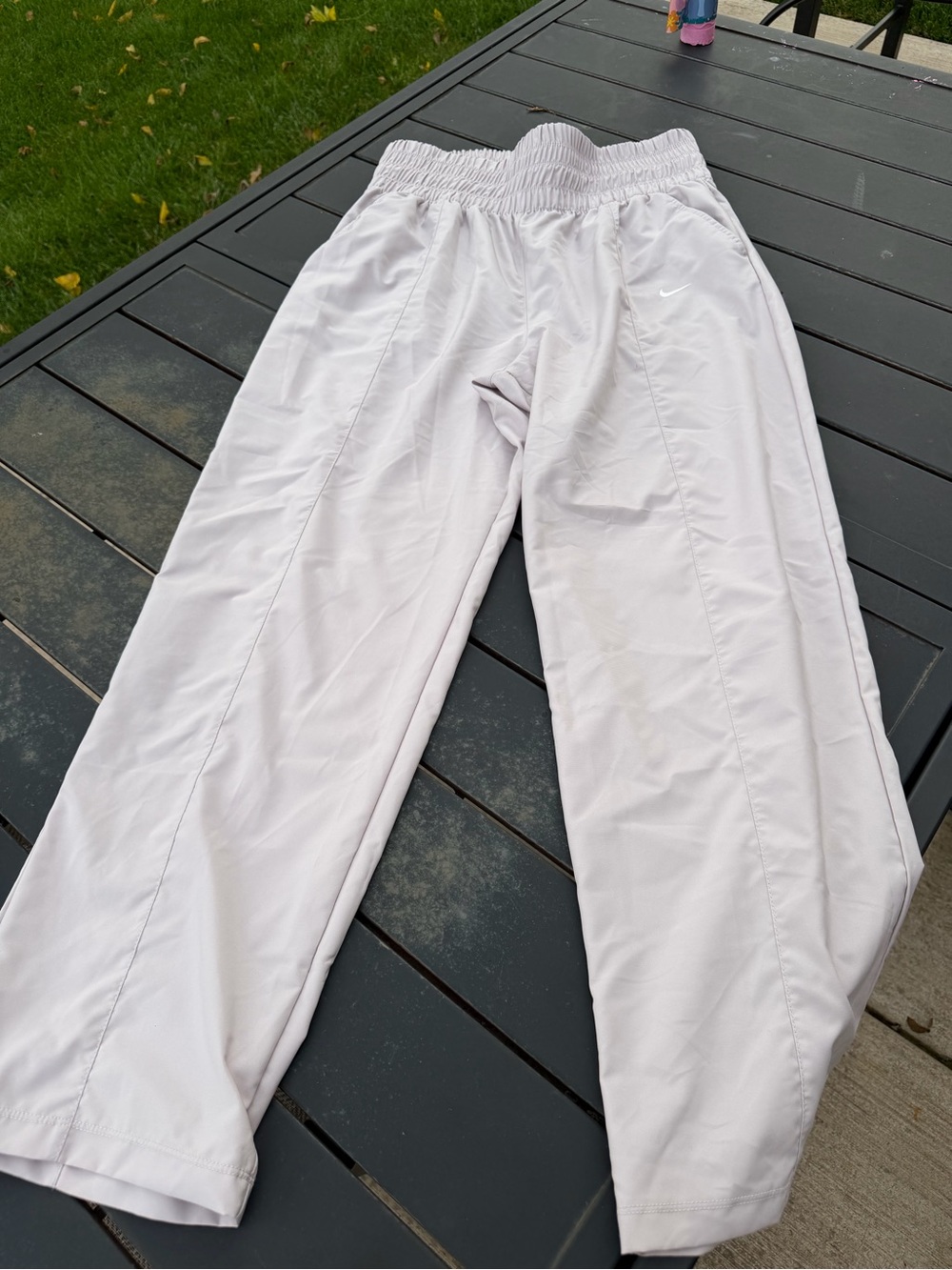 Nike Women's Light Cream Elastic Waist Track Pants with Swoosh